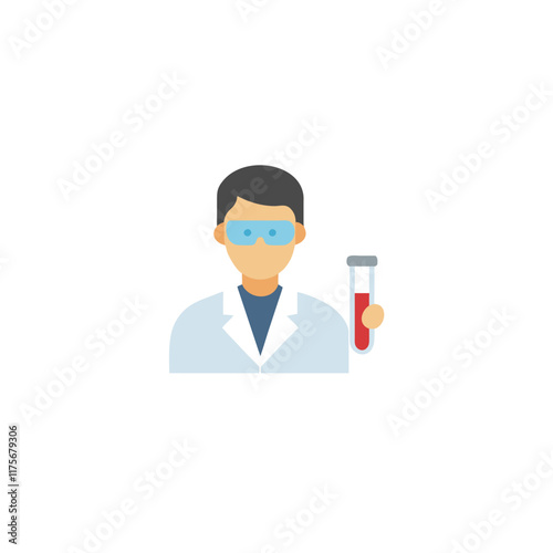 an icon featuring a scientist holding a test tube, symbolizing research and scientific discovery.