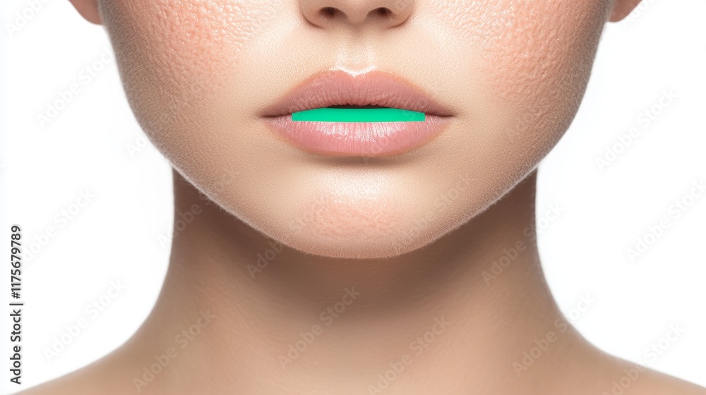 Obraz premium Close-up of Woman's Face with Blemished Skin and Visible Texture in Bright Lighting