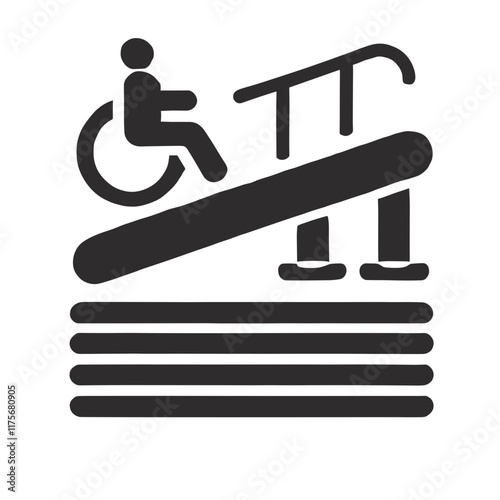 Accessibility ramp for wheelchair users with stairs in a modern design