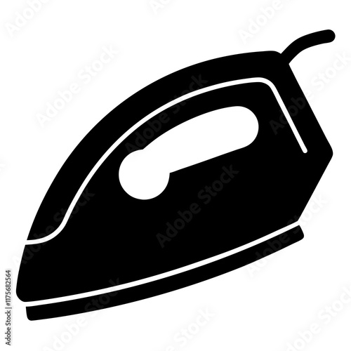 A electric iron silhouette vector icon illustration, iron on white background.