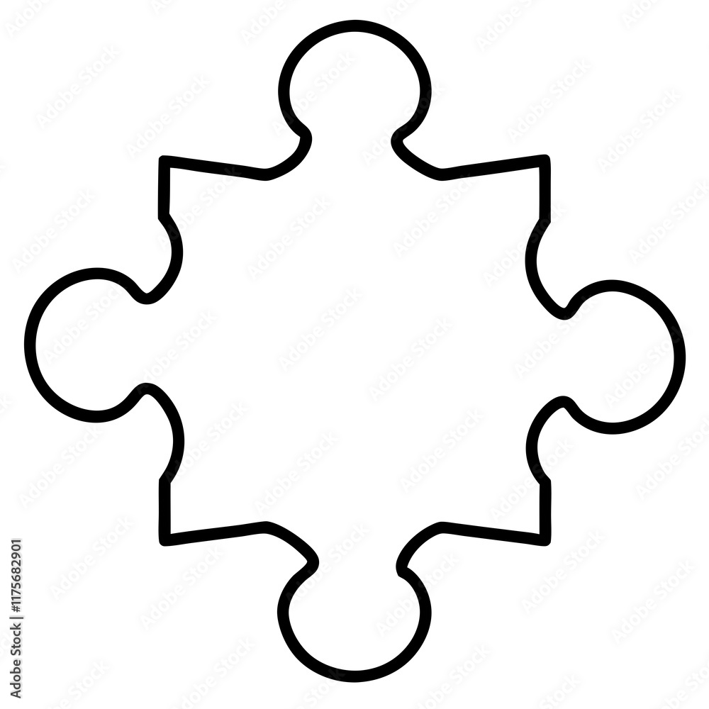 Elegant Puzzle Piece Line Art in Vector Style Elegant Puzzle Piece Line Art in Vector Style