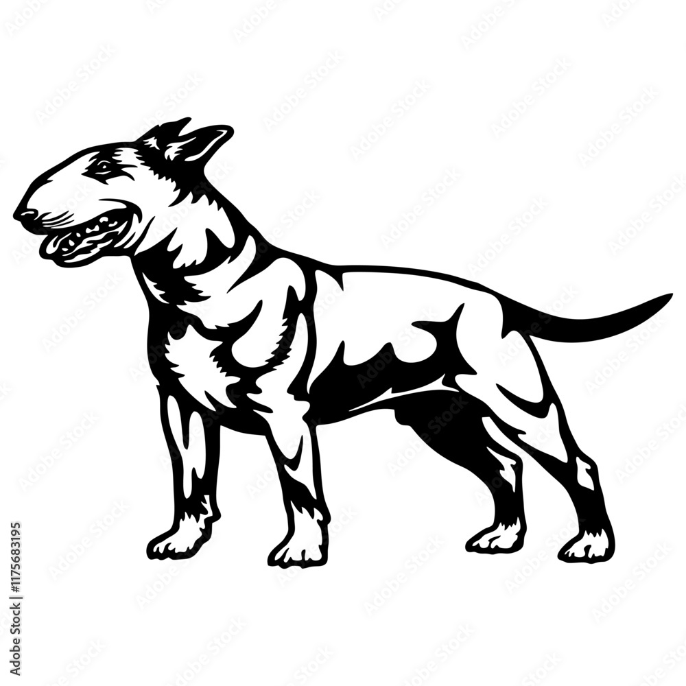 Obraz premium Bull Terrier Dog Breed - Pet Vector Cut file, Dog Silhouette Stencil - Cricut file
