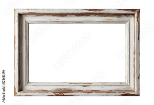 Shabby wooden frame isolated on transparent background 
