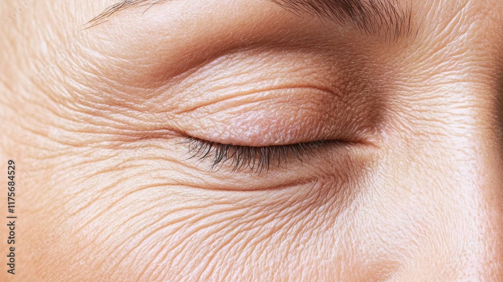 Obraz premium Close-Up of Skin Texture with Active Acne and Redness Around Eye Area
