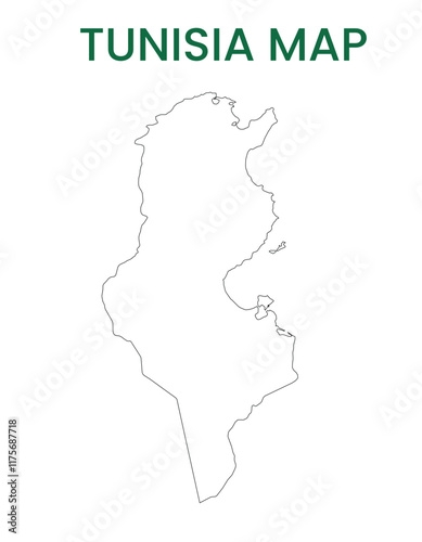 High detailed map of Tunisia. Outline map of Tunisia. Africa