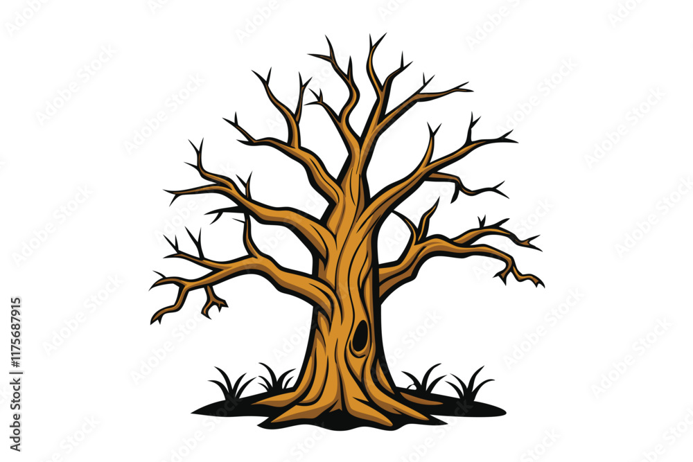 Fototapeta premium Realistic yet stylized vector illustration of lifeless trees ideal for gothic or fantasy themed artwork