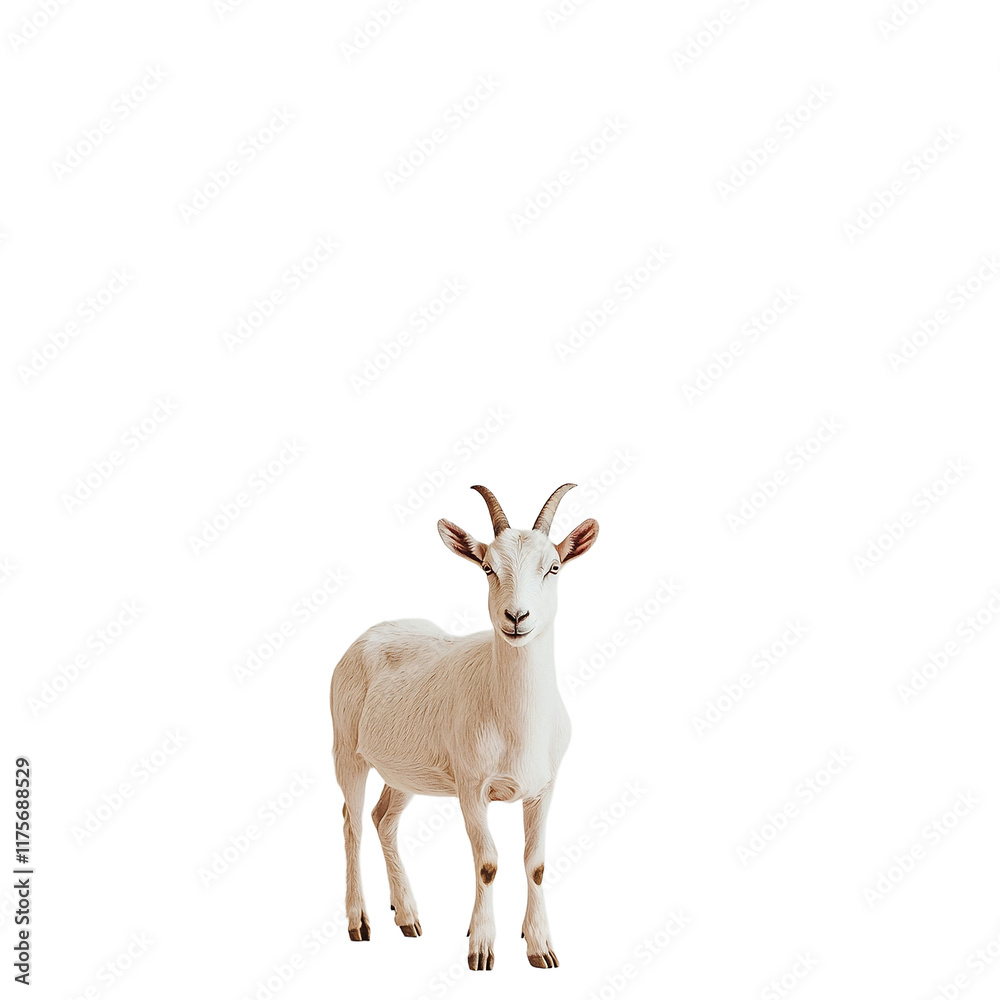 a small white goat standing on a transparent background, PNG image, PNG file, Generative art. a small white goat standing on a transparent background, PNG image, PNG file, Generative art.