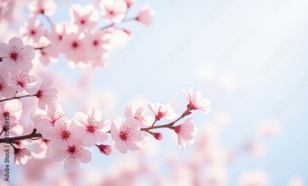 Delicate cherry blossoms in soft sunlight Delicate cherry blossoms in soft sunlight