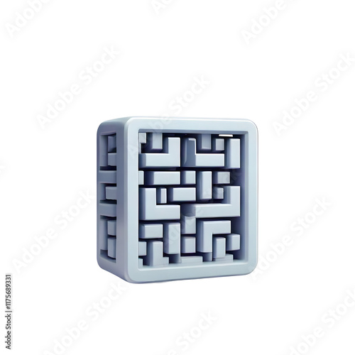 A 3d rendered cube with an intricate maze like pattern on its surface showcasing a modern geometric design photo