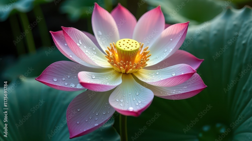 Beautiful Pink Lotus Flower with Dewdrops in Soft Morning Light
Beautiful Pink Lotus Flower with Dewdrops in Soft Morning Light