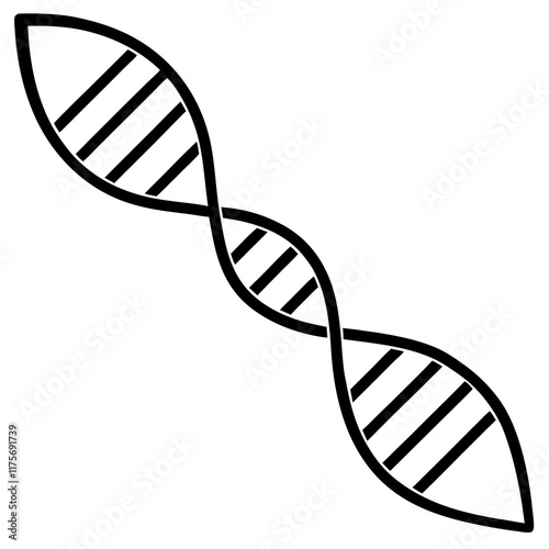 Intricate DNA Strand Line Drawing Design