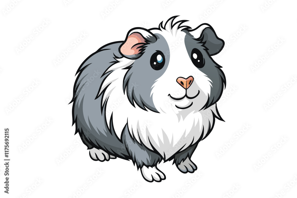 Cute guinea pig vector illustration featuring fluffy fur and adorable expression, perfect for pet themed projects and designs Cute guinea pig vector illustration featuring fluffy fur and adorable expression, perfect for pet themed projects and designs