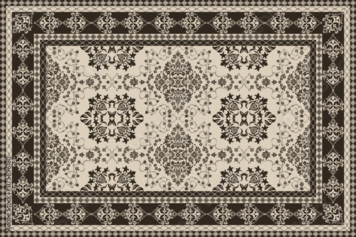 Vintage Arabic pattern.Persian colored carpet.Rich ornament for fabric design,handmade,interior decoration,textiles.Abstract design of persian carpet with geometric ornament.Moroccan style background.