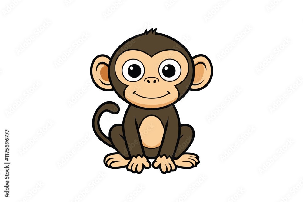 Adorable monkey character in vector art, showcasing a cheerful expression and detailed features for various creative projects Adorable monkey character in vector art, showcasing a cheerful expression and detailed features for various creative projects