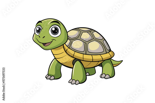 Charming cartoon turtle illustration with expressive features, ideal for kids projects, books, or animal themed designs