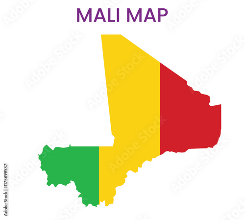 High detailed map of Mali. Outline map of Mali. Africa