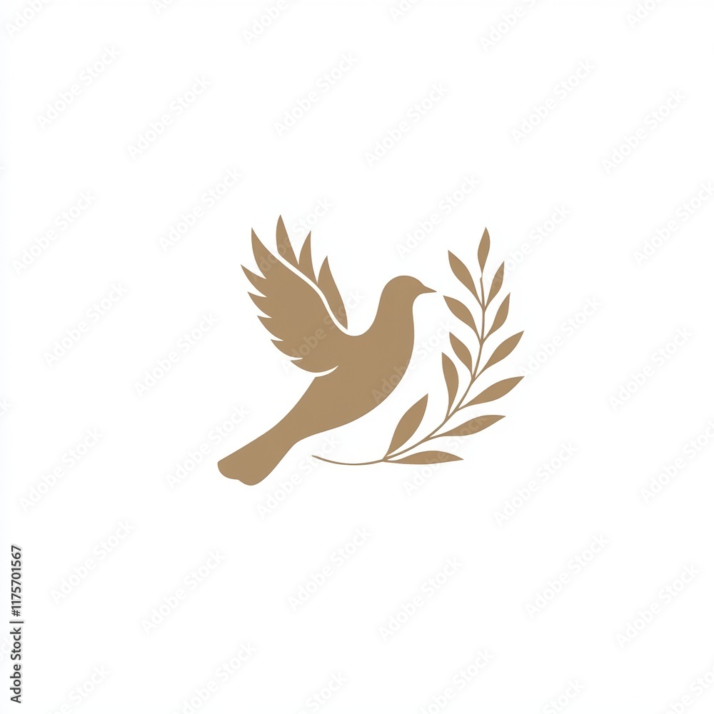 Fototapeta premium A minimalist logo of a dove carrying an olive branch, symbolizing peace, harmony, and unity in a clean and elegant design