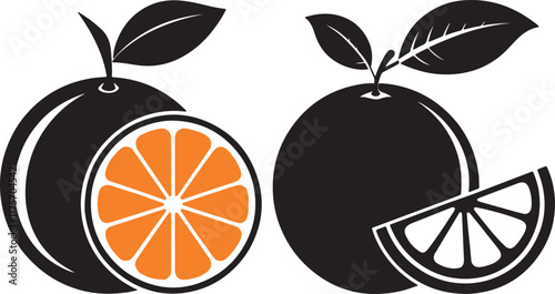 Orange fruit silhouette in different pecies and fruit icon vector design.