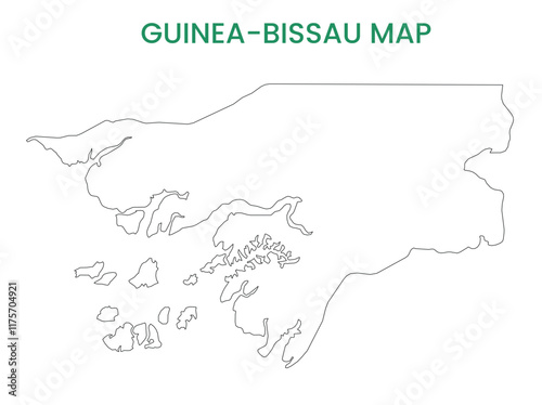 High detailed map of Guinea-Bissau. Outline map of Guinea-Bissau. Africa