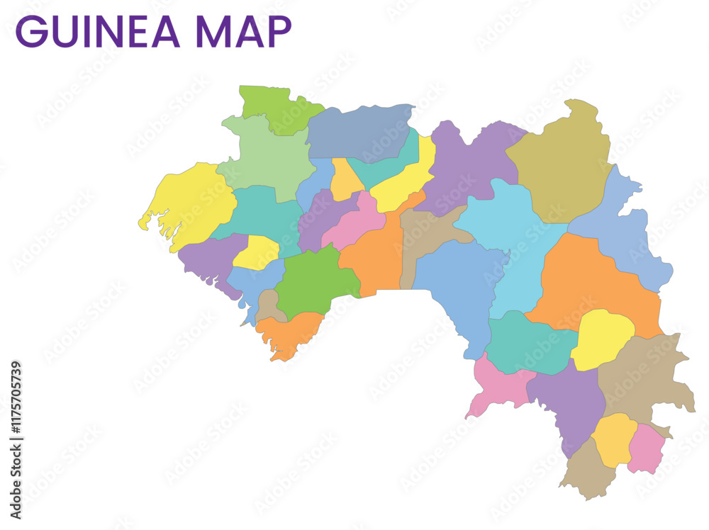 Fototapeta High detailed map of Guinea. Outline map of Guinea. Africa