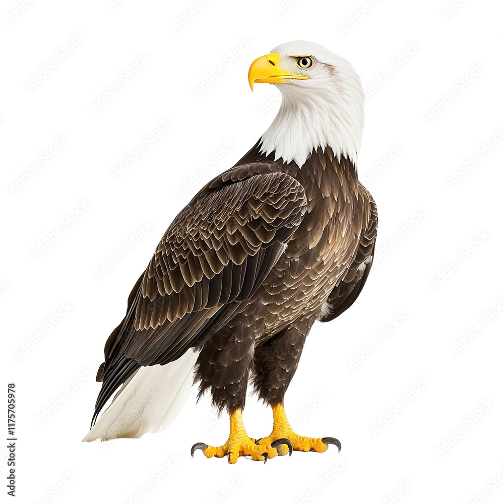 a bald eagle standing on a transparent background, photo PNG image, PNG file, Generative art. a bald eagle standing on a transparent background, photo PNG image, PNG file, Generative art.