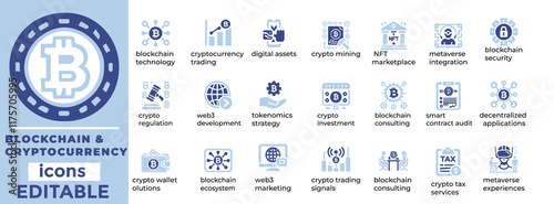 Blockchain and Cryptocurrency vector icon 