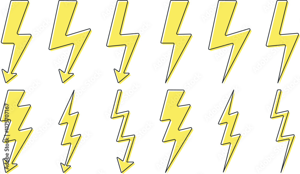 Lightning bolt icons collection Lightning bolt icons collection