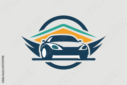 This design showcases a sleek car logo with geometric forms and a modern color palette, A simplistic logo design with a subtle nod to the car rental industry