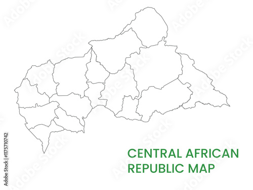 High detailed map of Central African Republic. Outline map of Central African Republic. Africa