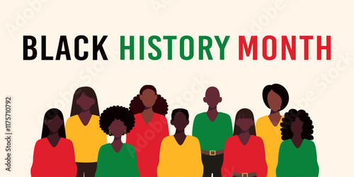 Black History Month is a time to celebrate the contributions of African Americans to American society. A group of people in various colors, including black, red, and yellow, sitting together