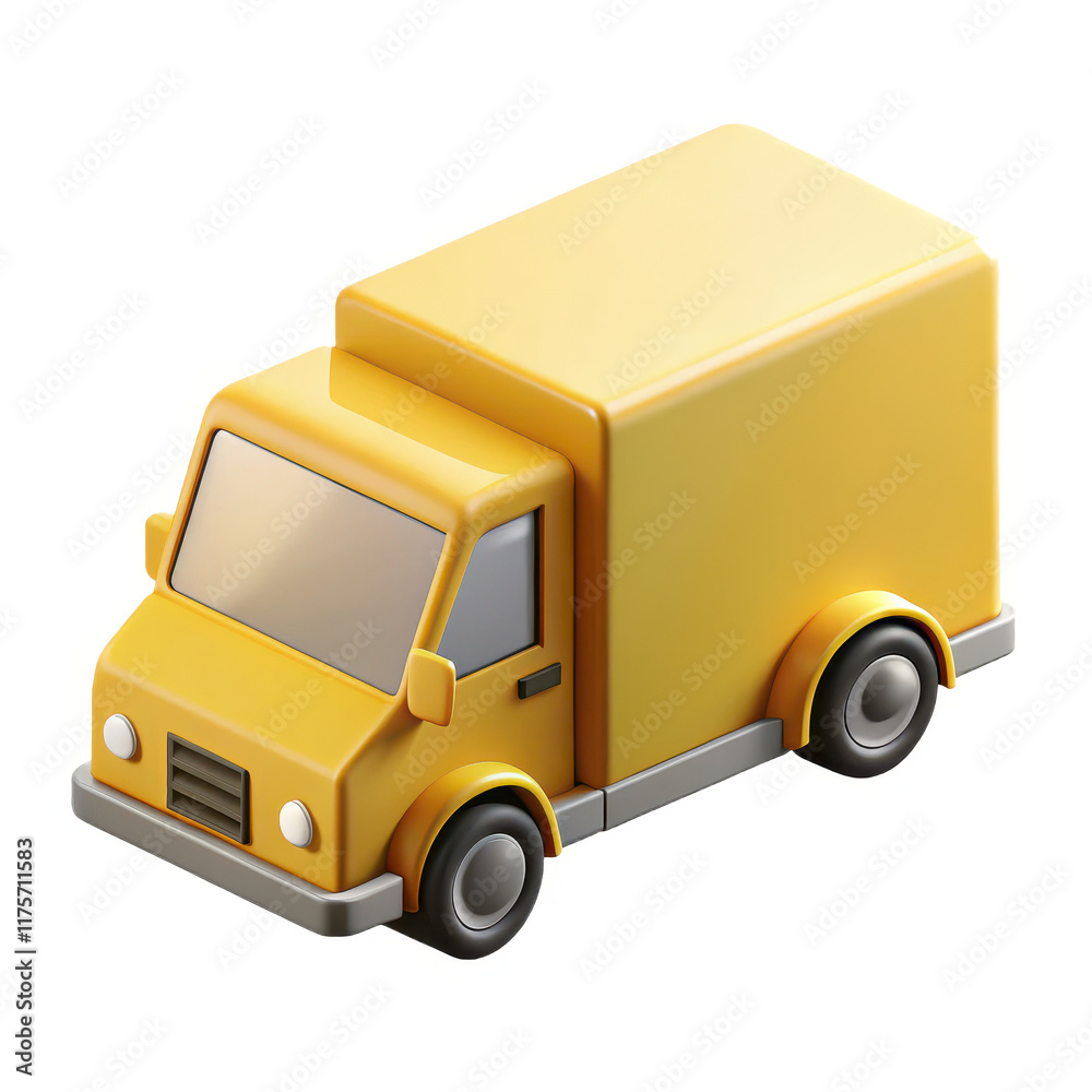 3D Illustration of a Yellow Delivery Truck with Minimalistic Design and Modern Aesthetic 3D Illustration of a Yellow Delivery Truck with Minimalistic Design and Modern Aesthetic