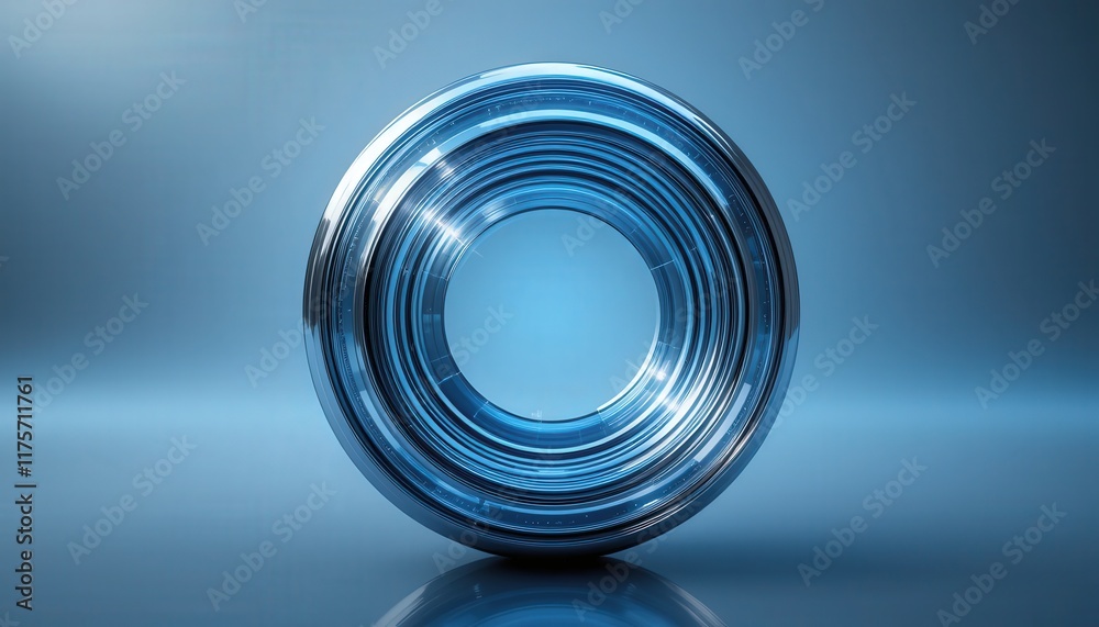 Shimmering metallic disk radiates a tranquil blue glow in a minimalist environment, inviting contemplation and imaginative exploration on its reflective surface Shimmering metallic disk radiates a tranquil blue glow in a minimalist environment, inviting contemplation and imaginative exploration on its reflective surface