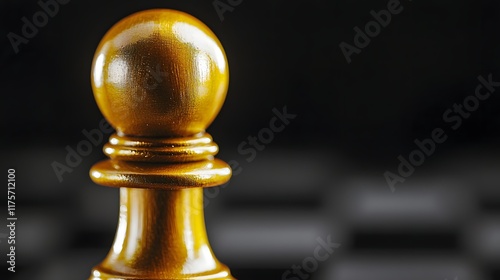 Striking close up view of a golden chess piece perhaps a king or queen gripped firmly and poised to deliver a decisive checkmate move in an intense game of strategy and competition photo