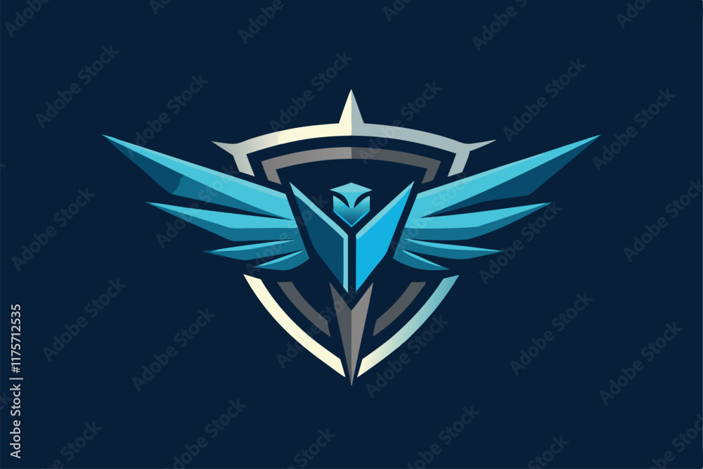 This logo features a shield design with dynamic wings, symbolizing innovation and strength for modern branding, A sleek and modern logo design for a cutting-edge marketing agency This logo features a shield design with dynamic wings, symbolizing innovation and strength for modern branding, A sleek and modern logo design for a cutting-edge marketing agency