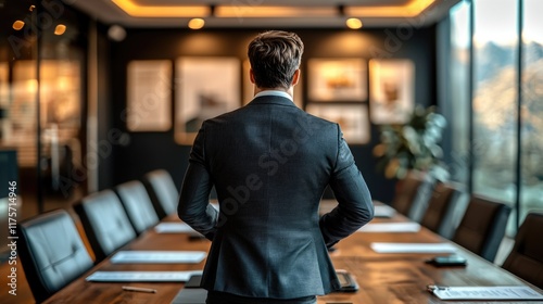 Corporate leader confronting financial decline and making crucial decisions in modern boardroom