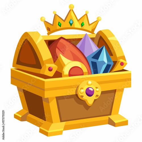  Treasure Chest with Jewels and Crown