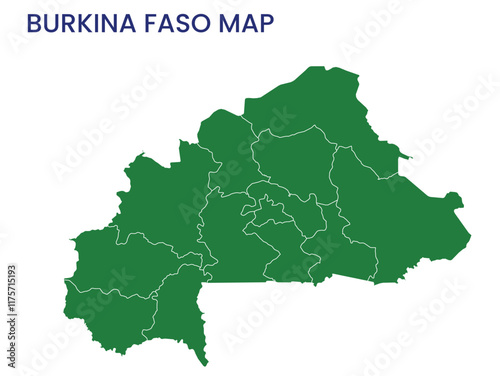 High detailed map of Burkina Faso. Outline map of Burkina Faso. Africa
