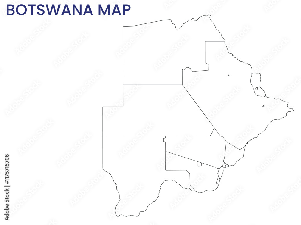 High detailed map of Botswana. Outline map of Botswana. Africa High detailed map of Botswana. Outline map of Botswana. Africa