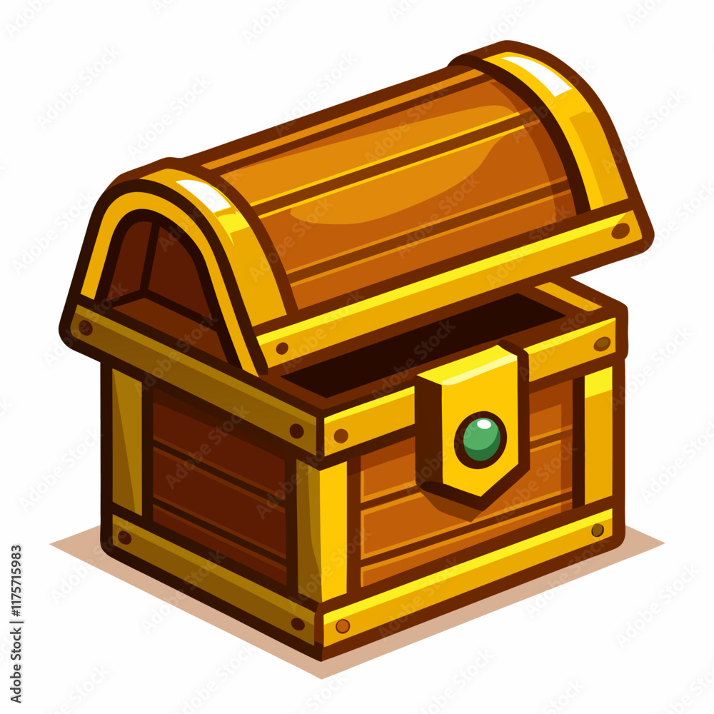  Treasure Chest with Wooden and Gold Accents   Vector Illustration for Gaming and Fantasy Themes