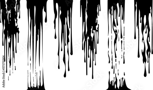 Abstract dripping paints black ink