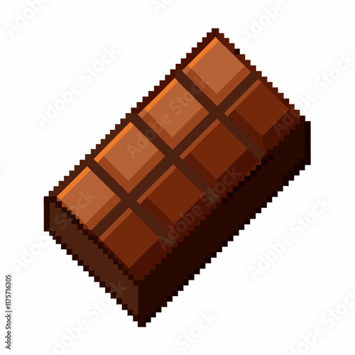 Pixel Art Chocolate Bar Icon Isolated on White Background