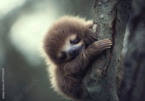 Baby Sloth in Tree in Costa Rica photo