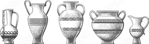 Hand drawn Greek vases