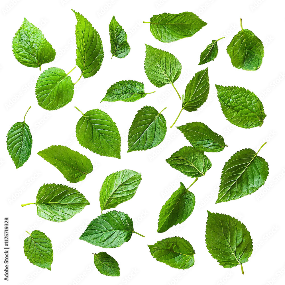 fresh green leaves of a plant on a transparent background, PNG image, PNG file, Generative art. fresh green leaves of a plant on a transparent background, PNG image, PNG file, Generative art.