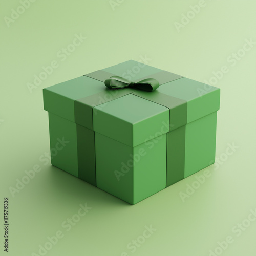 green gift box with ribbon