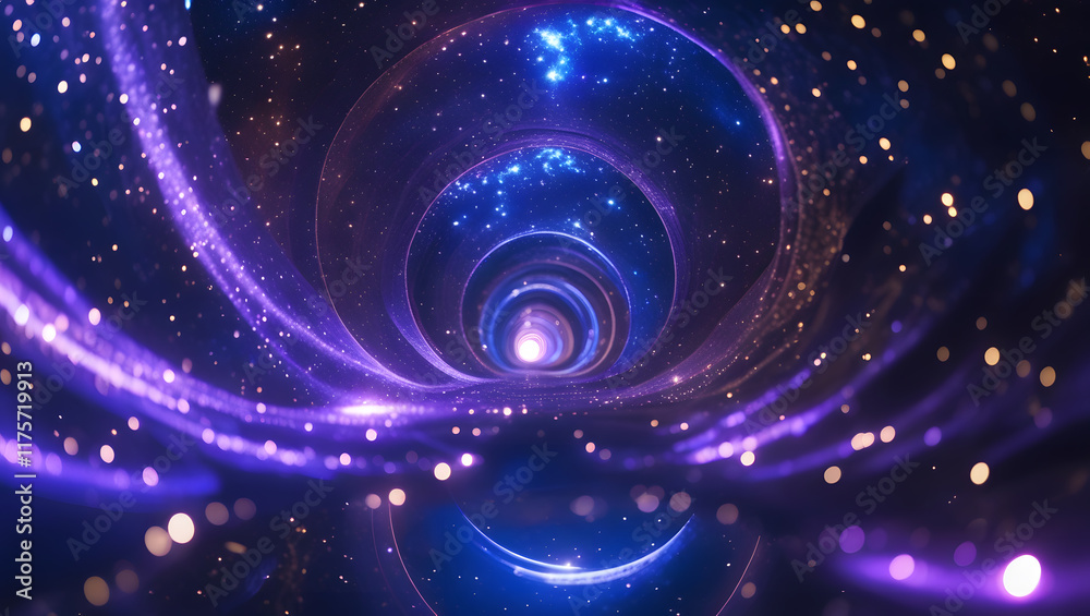 Obraz premium Cosmic Starlight and Mysterious Space Tunnel in Vast Universe. Perfect for: Sci-Fi Events, Space Exploration