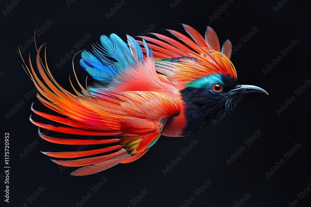 Obraz premium Beautiful plumage on a male Greater Bird of Paradise, Generative AI.