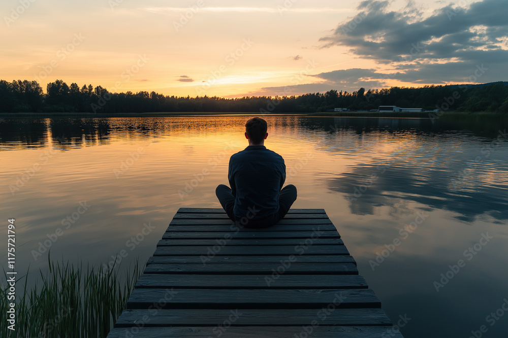 person sitting on a pier meditating person sitting on a pier meditating