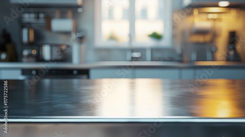 Wallpaper Mural Modern Kitchen Countertop: A Gleaming Surface in a Blurred Background Torontodigital.ca