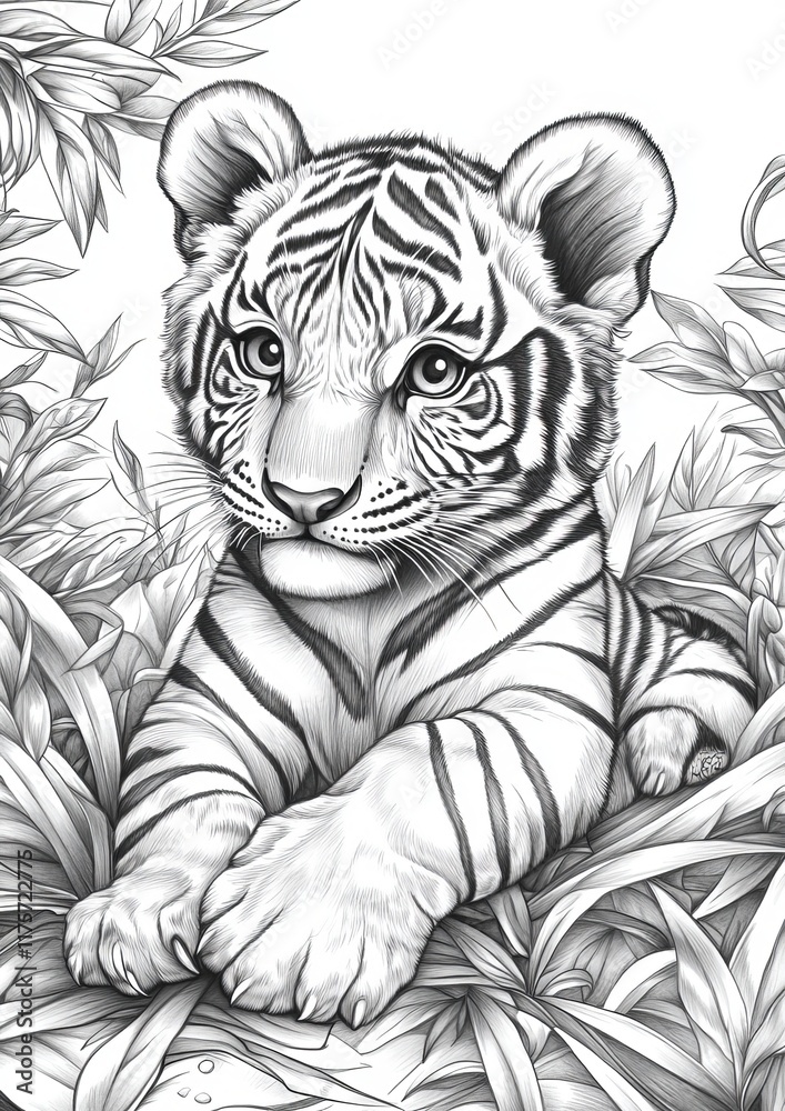 Obraz premium Cute Tigers Coloring Pages